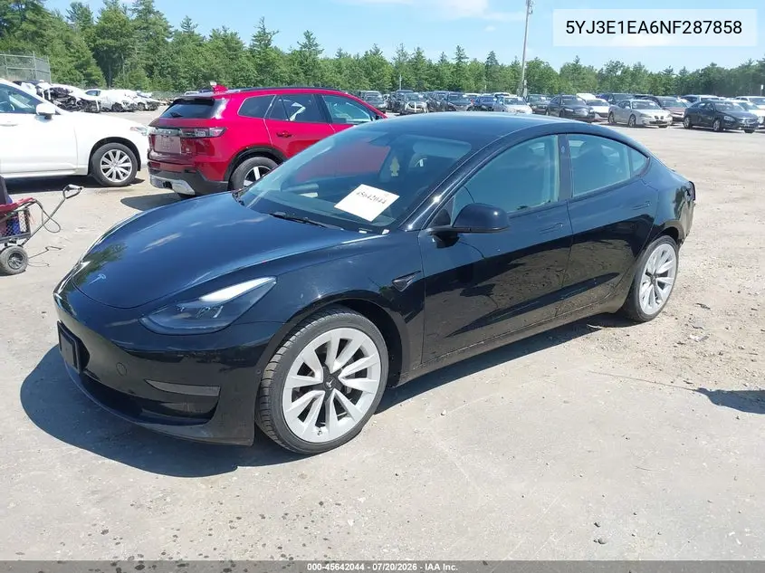2022 Tesla Model 3 Rear-Wheel Drive VIN: 5YJ3E1EA6NF287858 Lot: 45642044