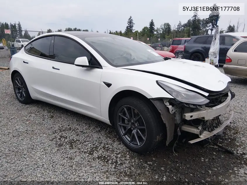 2022 Tesla Model 3 Long Range Dual Motor All-Wheel Drive VIN: 5YJ3E1EB6NF177708 Lot: 45675336