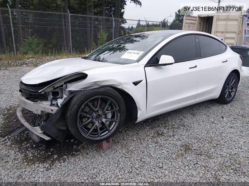 2022 Tesla Model 3 Long Range Dual Motor All-Wheel Drive VIN: 5YJ3E1EB6NF177708 Lot: 45675336