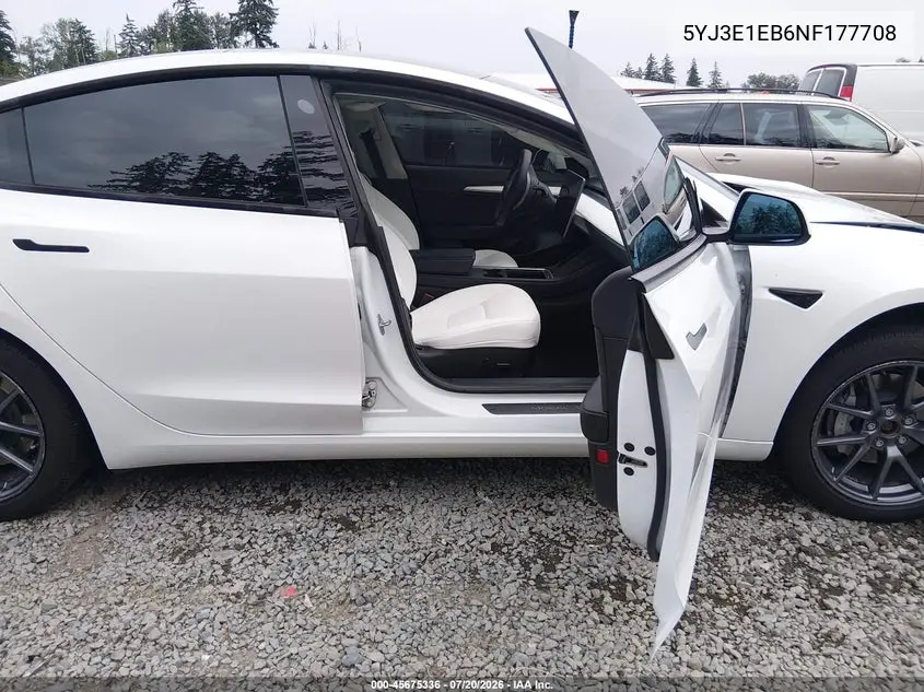 2022 Tesla Model 3 Long Range Dual Motor All-Wheel Drive VIN: 5YJ3E1EB6NF177708 Lot: 45675336