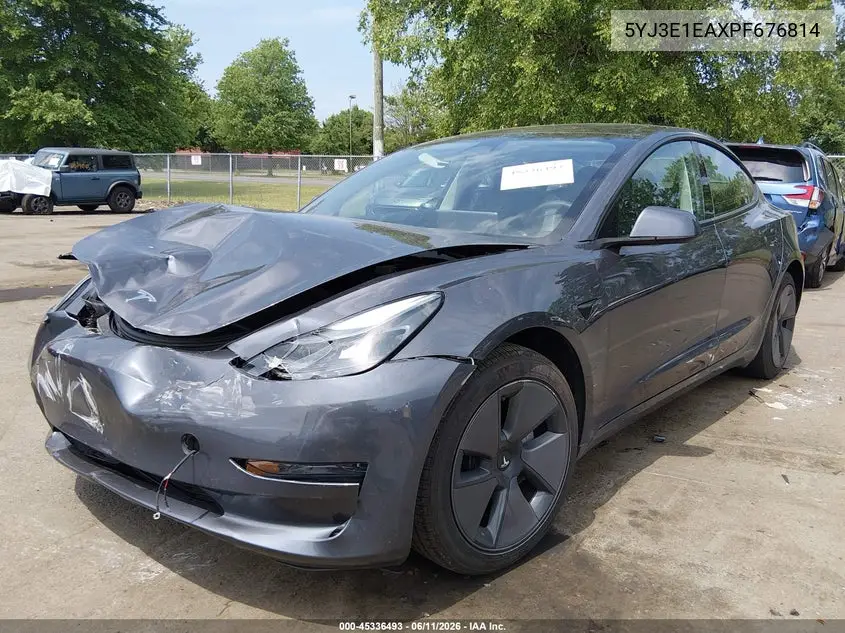 2023 Tesla Model 3 Rear-Wheel Drive VIN: 5YJ3E1EAXPF676814 Lot: 45336493