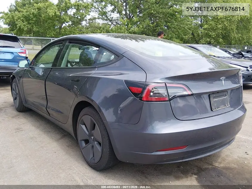 2023 Tesla Model 3 Rear-Wheel Drive VIN: 5YJ3E1EAXPF676814 Lot: 45336493