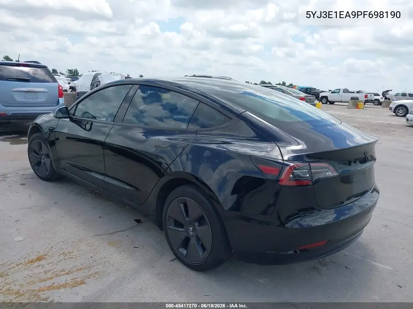 2023 Tesla Model 3 Rear-Wheel Drive VIN: 5YJ3E1EA9PF698190 Lot: 45417270