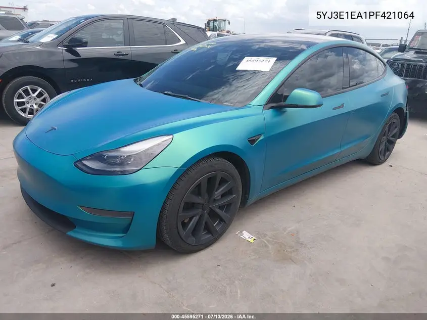 2023 Tesla Model 3 Rear-Wheel Drive VIN: 5YJ3E1EA1PF421064 Lot: 45595271