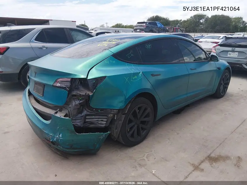 2023 Tesla Model 3 Rear-Wheel Drive VIN: 5YJ3E1EA1PF421064 Lot: 45595271