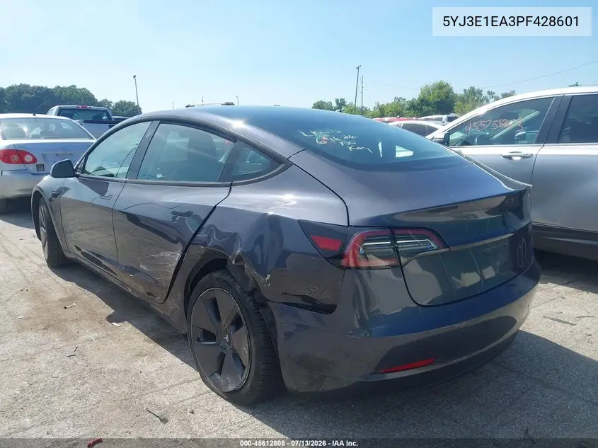 2023 Tesla Model 3 Rear-Wheel Drive VIN: 5YJ3E1EA3PF428601 Lot: 45612808