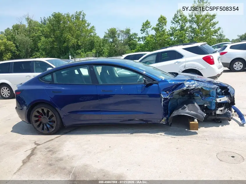 2023 Tesla Model 3 Performance Dual Motor All-Wheel Drive VIN: 5YJ3E1EC5PF508354 Lot: 45667869