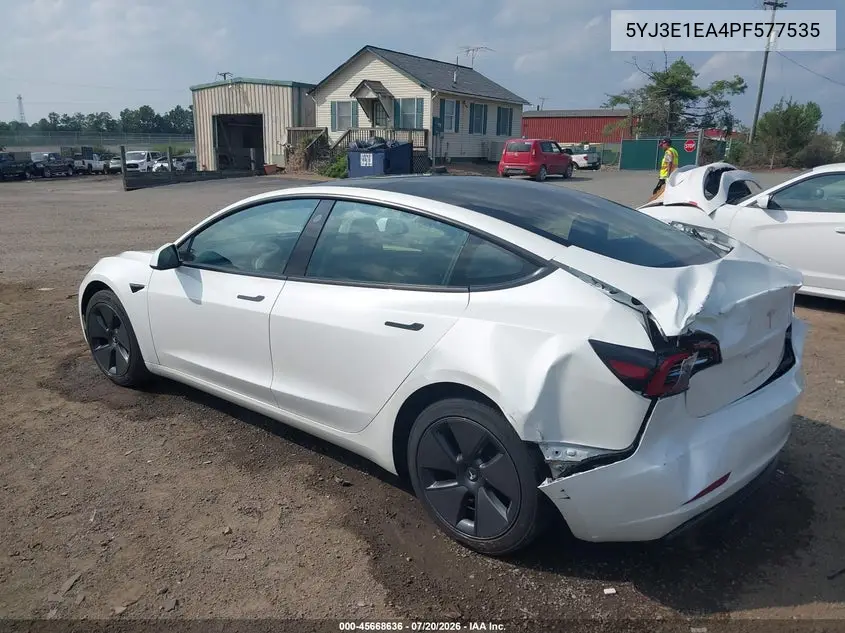 2023 Tesla Model 3 Rear-Wheel Drive VIN: 5YJ3E1EA4PF577535 Lot: 45668636