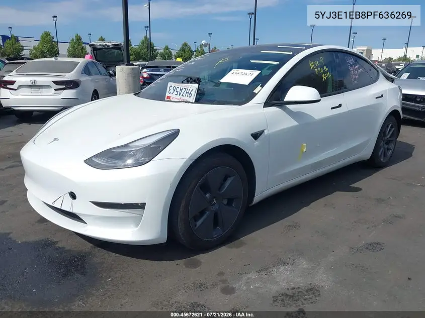 2023 Tesla Model 3 Long Range Dual Motor All-Wheel Drive VIN: 5YJ3E1EB8PF636269 Lot: 45672621