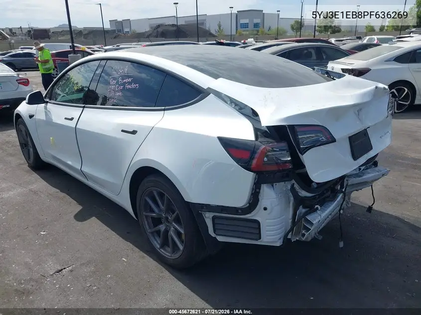2023 Tesla Model 3 Long Range Dual Motor All-Wheel Drive VIN: 5YJ3E1EB8PF636269 Lot: 45672621