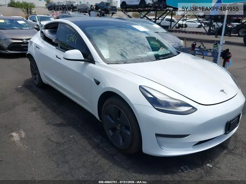 2023 Tesla Model 3 Rear-Wheel Drive VIN: 5YJ3E1EAXPF484955 Lot: 45682701