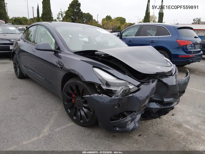 2023 Tesla Model 3 Performance Dual Motor All-Wheel Drive VIN: 5YJ3E1EC0PF559891 Lot: 45695575