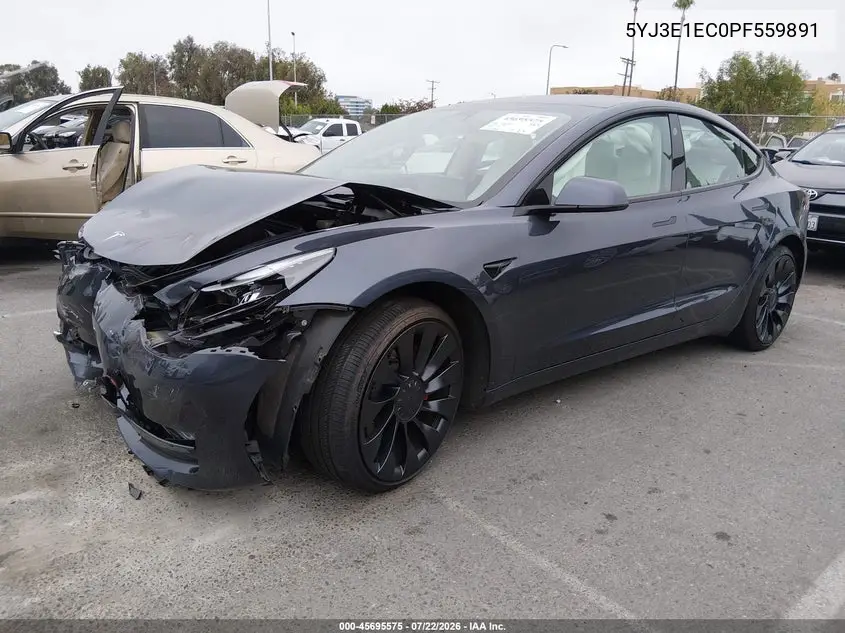 2023 Tesla Model 3 Performance Dual Motor All-Wheel Drive VIN: 5YJ3E1EC0PF559891 Lot: 45695575