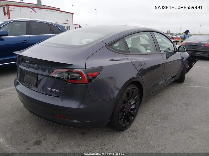 2023 Tesla Model 3 Performance Dual Motor All-Wheel Drive VIN: 5YJ3E1EC0PF559891 Lot: 45695575