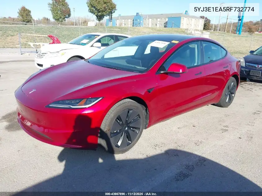 5YJ3E1EA5RF732774 2024 Tesla Model 3 Long Range Dual Motor All-Wheel Drive/Rear-Wheel Drive