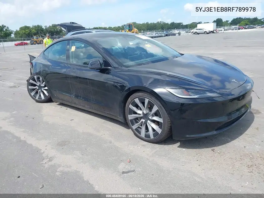 2024 Tesla Model 3 Long Range Dual Motor All-Wheel Drive VIN: 5YJ3E1EB8RF789978 Lot: 45409165