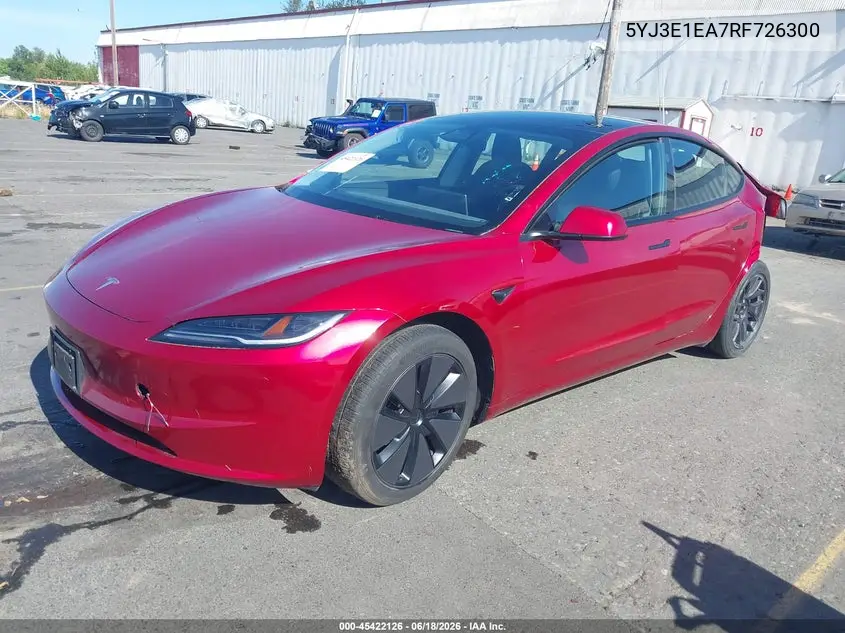 2024 Tesla Model 3 Long Range Dual Motor All-Wheel Drive/Rear-Wheel Drive VIN: 5YJ3E1EA7RF726300 Lot: 45422126