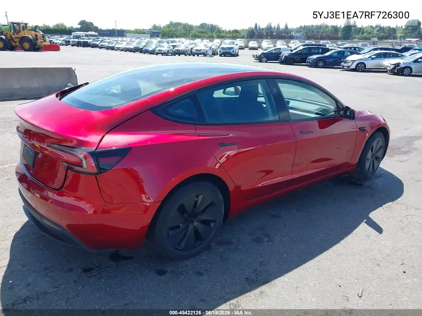 2024 Tesla Model 3 Long Range Dual Motor All-Wheel Drive/Rear-Wheel Drive VIN: 5YJ3E1EA7RF726300 Lot: 45422126