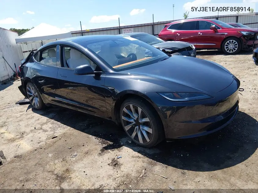 2024 Tesla Model 3 Long Range Dual Motor All-Wheel Drive/Rear-Wheel Drive VIN: 5YJ3E1EA0RF858914 Lot: 45613437