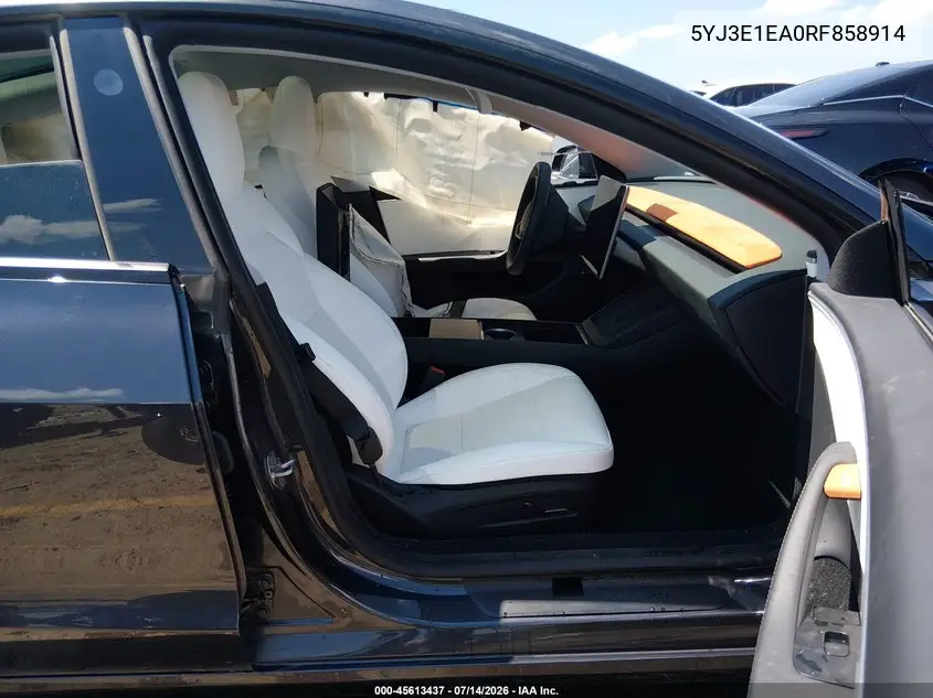 2024 Tesla Model 3 Long Range Dual Motor All-Wheel Drive/Rear-Wheel Drive VIN: 5YJ3E1EA0RF858914 Lot: 45613437