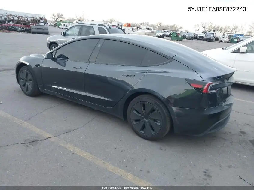 5YJ3E1EA8SF872243 2025 Tesla Model 3 Long Range Rear-Wheel Drive/Standard Rear-Wheel Drive