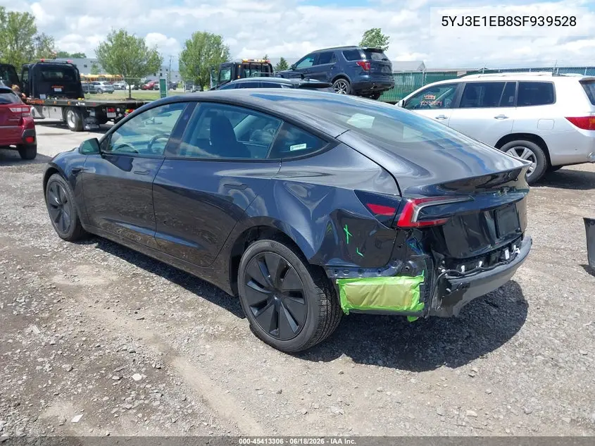 2025 Tesla Model 3 Long Range All-Wheel Drive VIN: 5YJ3E1EB8SF939528 Lot: 45413306