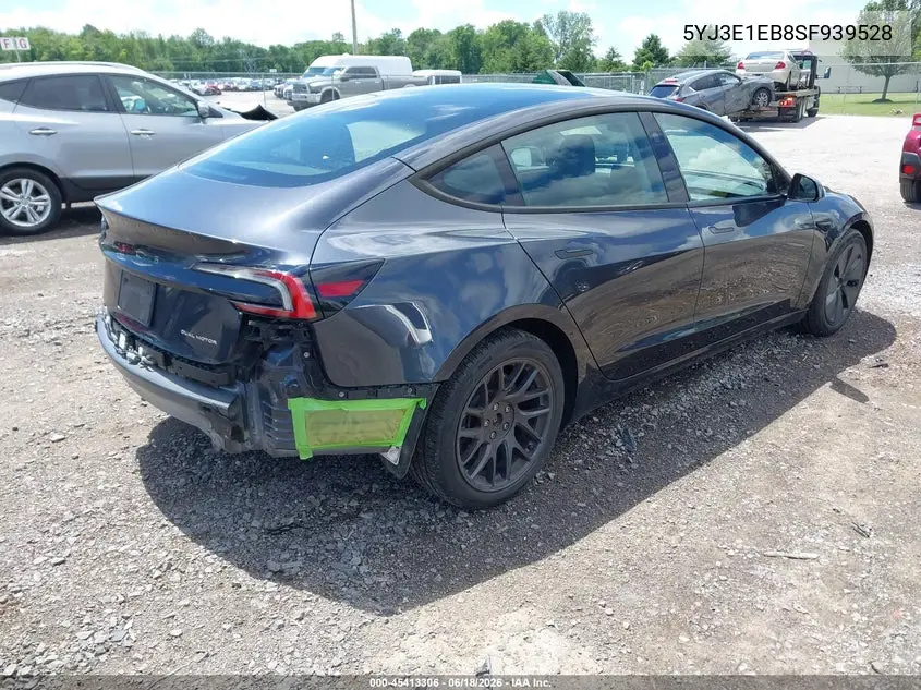 2025 Tesla Model 3 Long Range All-Wheel Drive VIN: 5YJ3E1EB8SF939528 Lot: 45413306