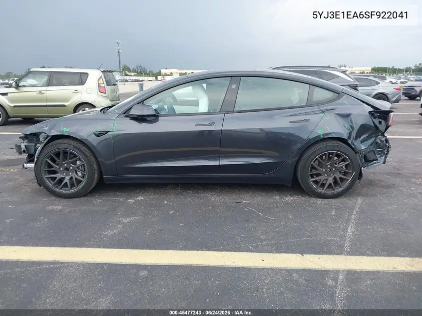 2025 Tesla Model 3 Long Range Rear-Wheel Drive/Standard Rear-Wheel Drive VIN: 5YJ3E1EA6SF922041 Lot: 45477243