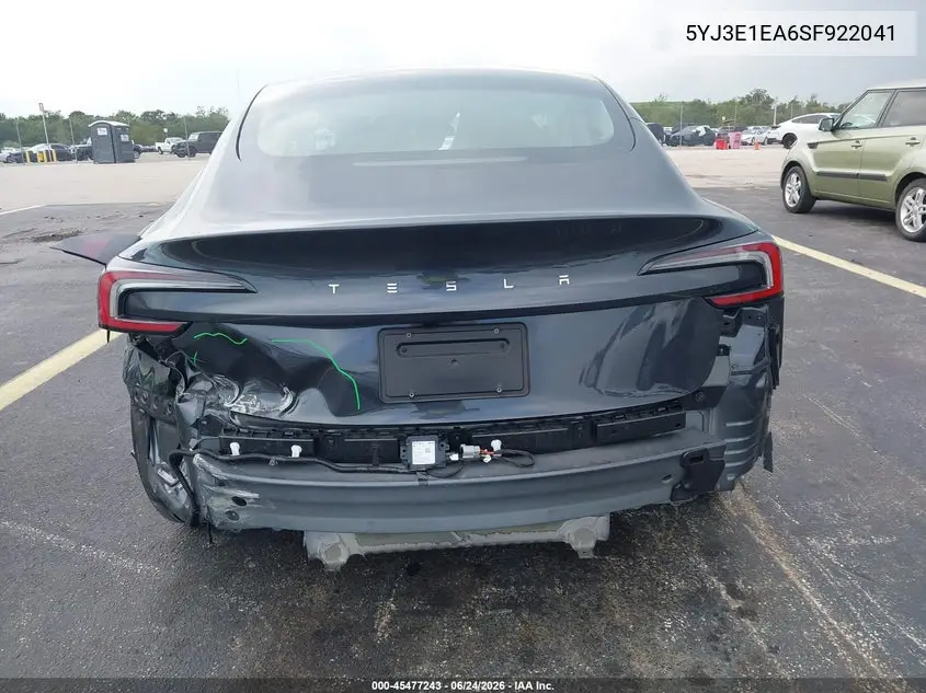 2025 Tesla Model 3 Long Range Rear-Wheel Drive/Standard Rear-Wheel Drive VIN: 5YJ3E1EA6SF922041 Lot: 45477243