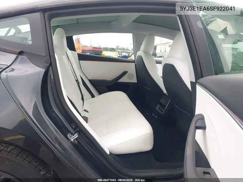 2025 Tesla Model 3 Long Range Rear-Wheel Drive/Standard Rear-Wheel Drive VIN: 5YJ3E1EA6SF922041 Lot: 45477243