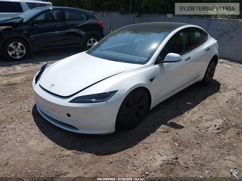 2025 Tesla Model 3 Long Range All-Wheel Drive VIN: 5YJ3E1EB8SF911955 Lot: 45665656