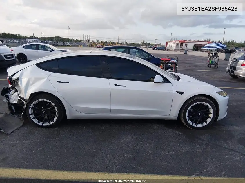 2025 Tesla Model 3 Long Range Rear-Wheel Drive/Standard Rear-Wheel Drive VIN: 5YJ3E1EA2SF936423 Lot: 45682889
