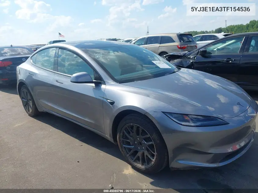 2026 Tesla Model 3 Premium Rear-Wheel Drive/Rear-Wheel Drive VIN: 5YJ3E1EA3TF154536 Lot: 45385796
