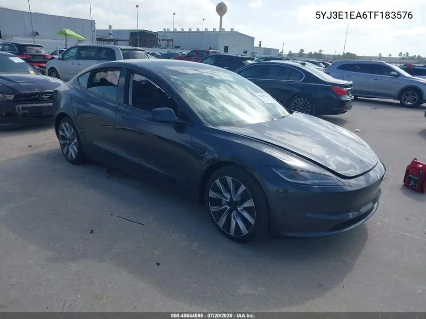 2026 Tesla Model 3 Premium Rear-Wheel Drive/Rear-Wheel Drive VIN: 5YJ3E1EA6TF183576 Lot: 45644596