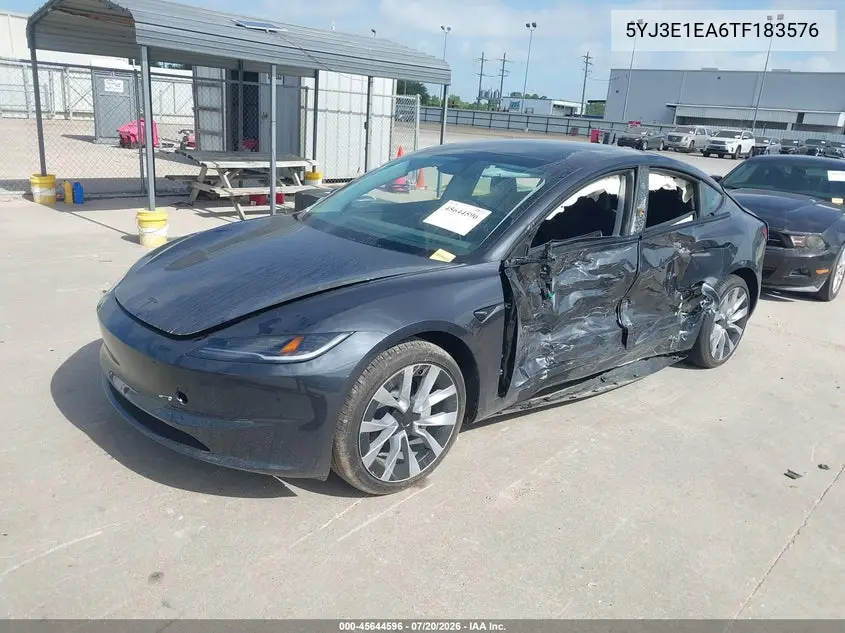 2026 Tesla Model 3 Premium Rear-Wheel Drive/Rear-Wheel Drive VIN: 5YJ3E1EA6TF183576 Lot: 45644596