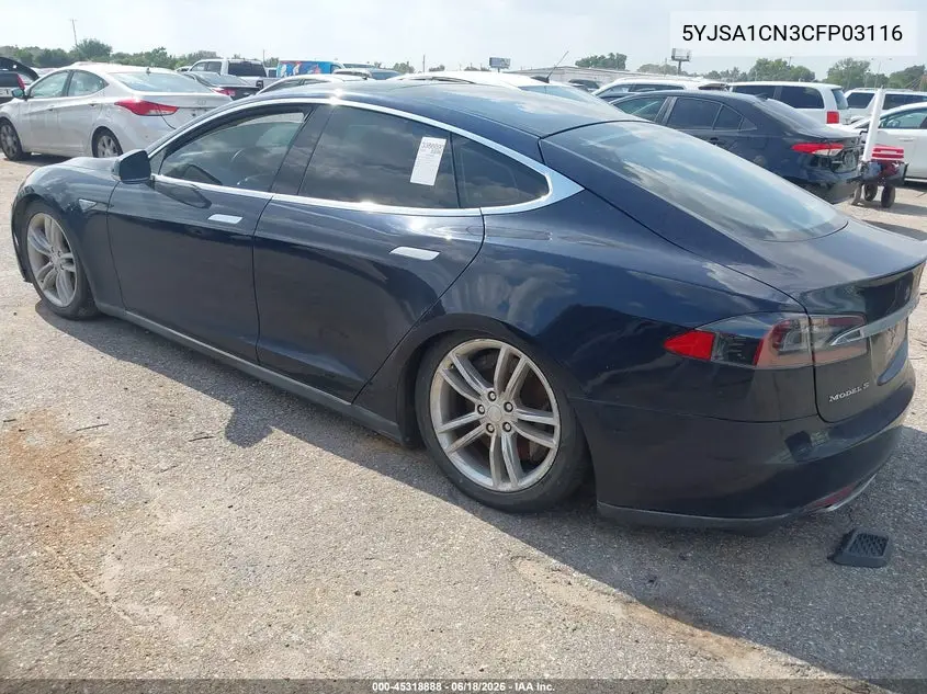 2012 Tesla Model S Signature VIN: 5YJSA1CN3CFP03116 Lot: 45318888