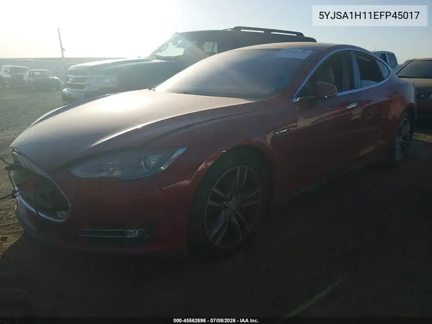 2014 Tesla Model S P85 VIN: 5YJSA1H11EFP45017 Lot: 45562696