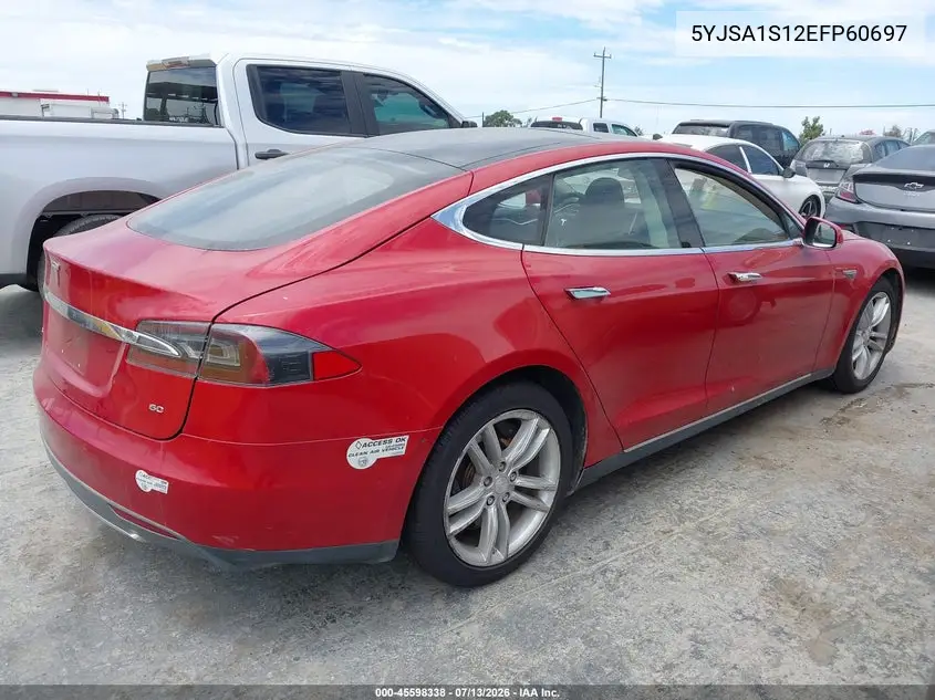 2014 Tesla Model S VIN: 5YJSA1S12EFP60697 Lot: 45598338