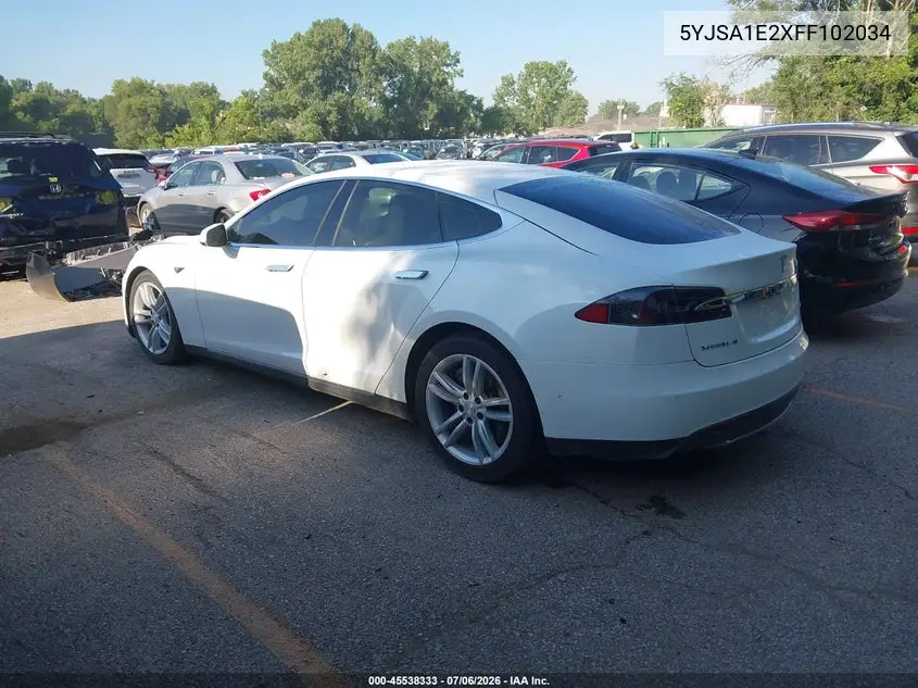 2015 Tesla Model S 70D/85D/P85D VIN: 5YJSA1E2XFF102034 Lot: 45538333