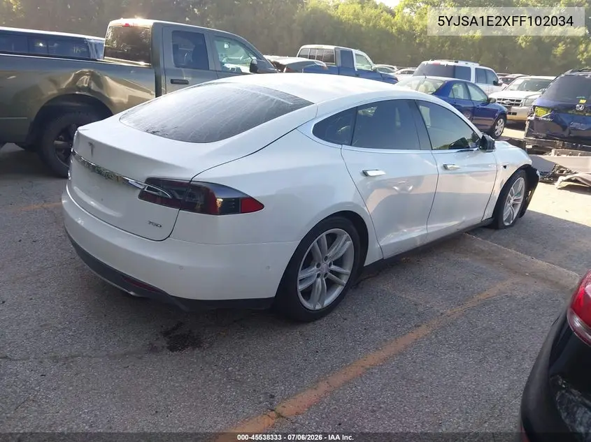 2015 Tesla Model S 70D/85D/P85D VIN: 5YJSA1E2XFF102034 Lot: 45538333