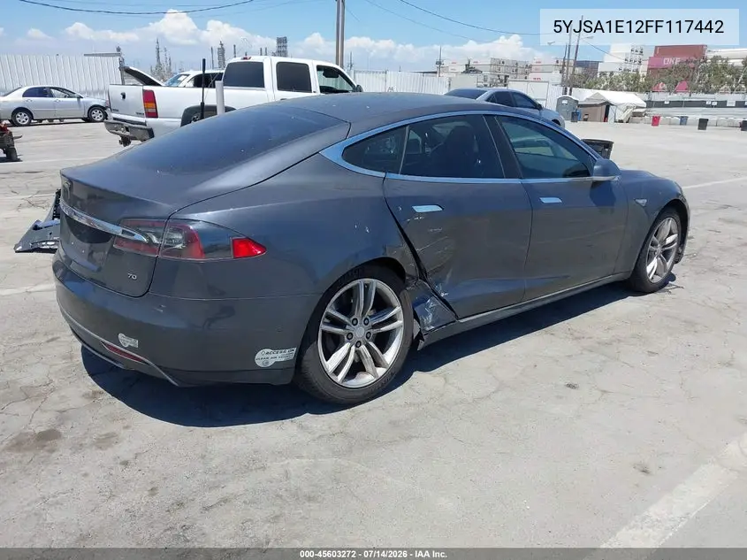 2015 Tesla Model S 60/70/85 VIN: 5YJSA1E12FF117442 Lot: 45603272
