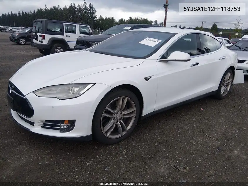 2015 Tesla Model S 60/70/85 VIN: 5YJSA1E12FF118753 Lot: 45603807