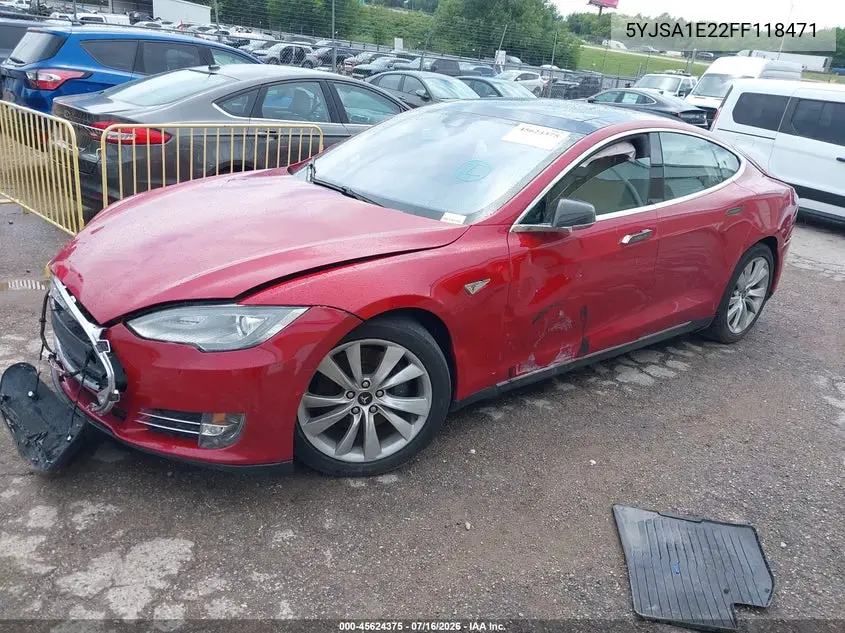 2015 Tesla Model S 70D/85D/P85D VIN: 5YJSA1E22FF118471 Lot: 45624375