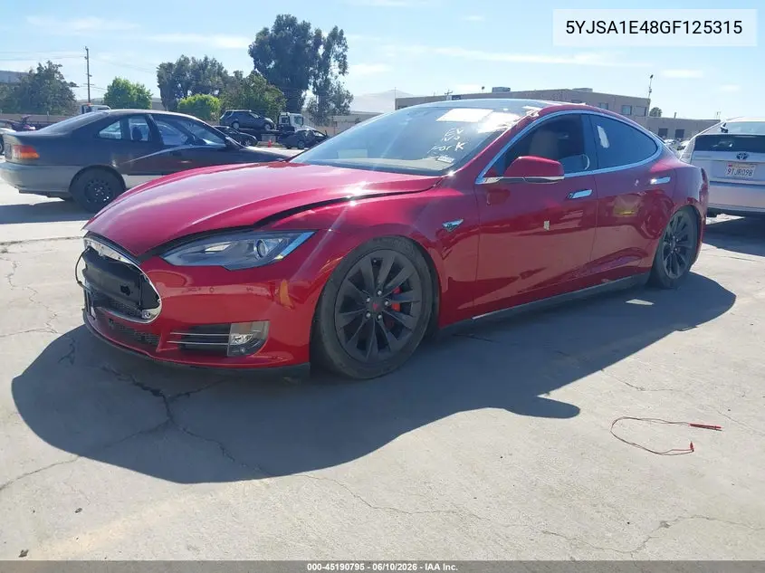 2016 Tesla Model S 90D/P100D/P85D/P90D VIN: 5YJSA1E48GF125315 Lot: 45190795
