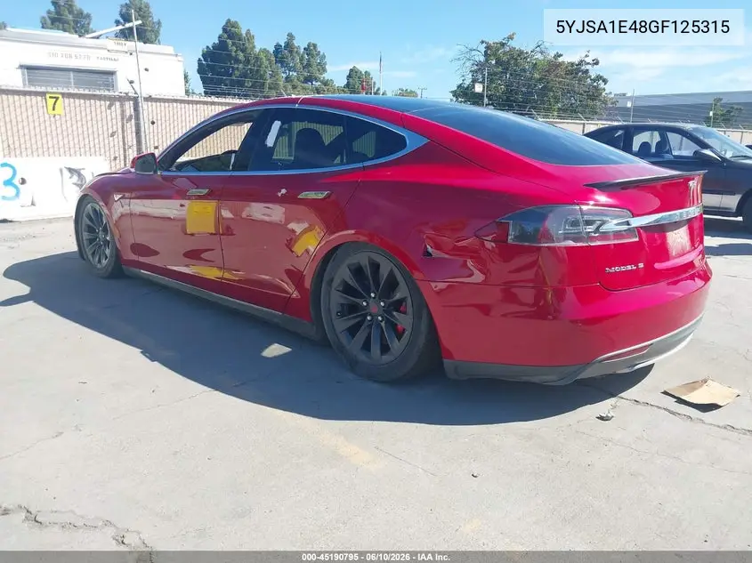 2016 Tesla Model S 90D/P100D/P85D/P90D VIN: 5YJSA1E48GF125315 Lot: 45190795