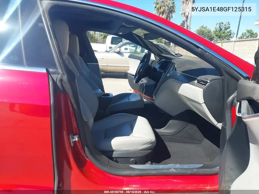 2016 Tesla Model S 90D/P100D/P85D/P90D VIN: 5YJSA1E48GF125315 Lot: 45190795