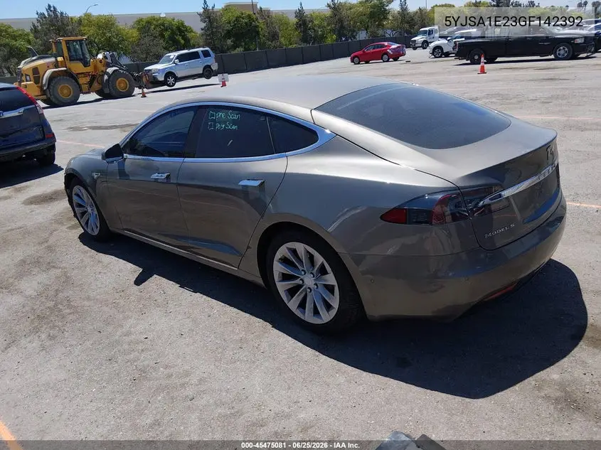 2016 Tesla Model S 60D/70D/75D/85D/90D VIN: 5YJSA1E23GF142392 Lot: 45475081