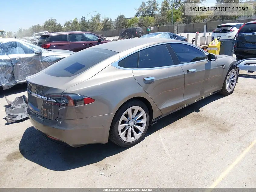 2016 Tesla Model S 60D/70D/75D/85D/90D VIN: 5YJSA1E23GF142392 Lot: 45475081