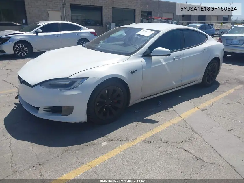 2016 Tesla Model S 60/70/75/85 VIN: 5YJSA1E18GF160524 Lot: 45504697
