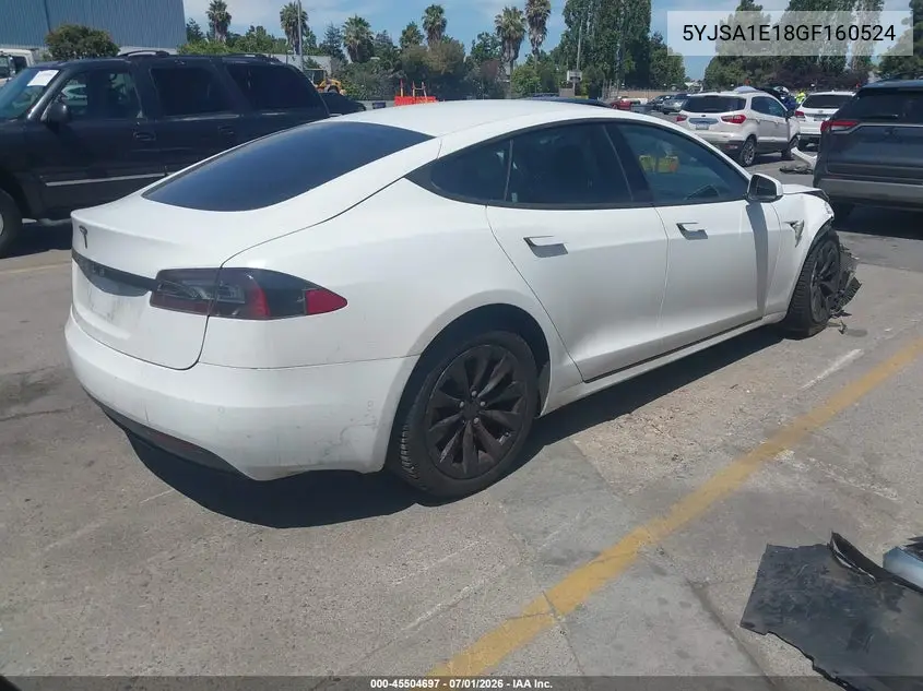 2016 Tesla Model S 60/70/75/85 VIN: 5YJSA1E18GF160524 Lot: 45504697